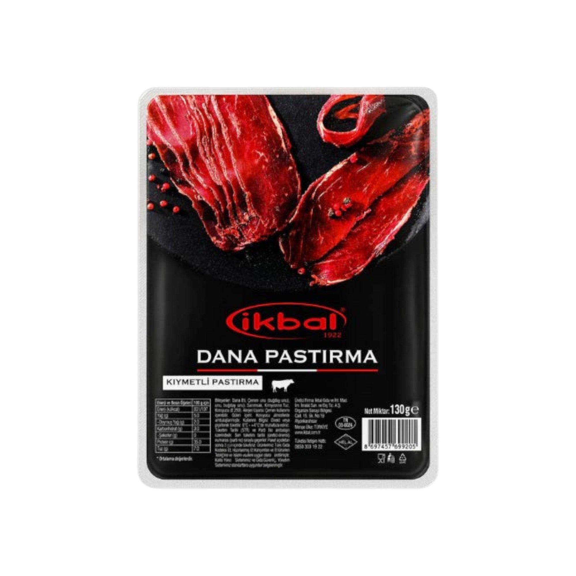 IKBAL BEEEF CLASSIC PASTIRMA WITHOUT FENU GREEK SLICES 130GR