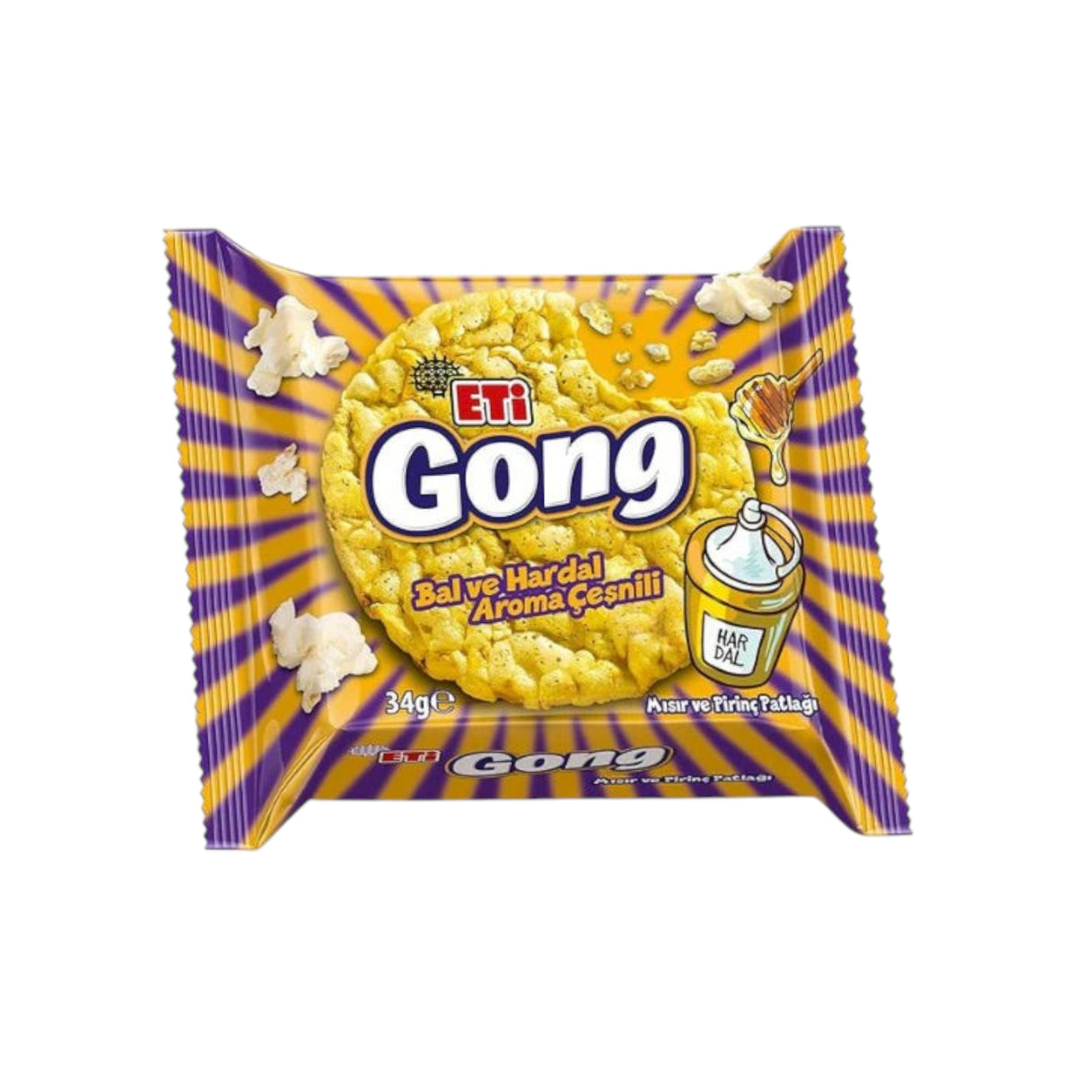 ETI - GONG CORN & RICE PUFFS WITH HONEY & MUSTARD FLAVOR - 34 gr