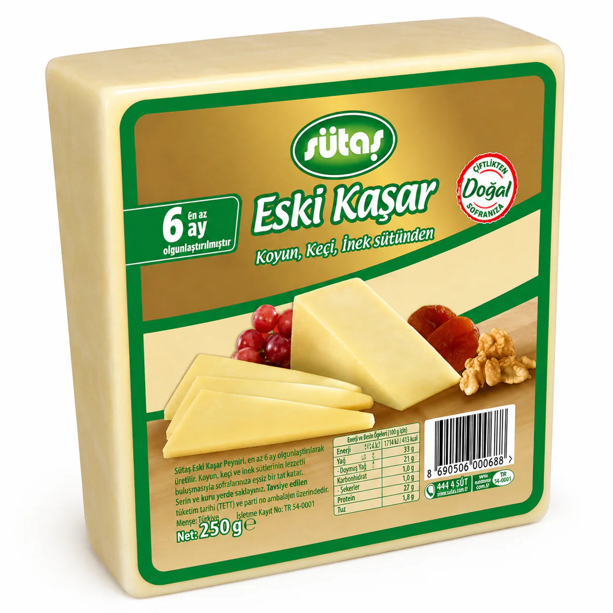 SUTAS AGED KASHKAVAL CHEESE 250gr