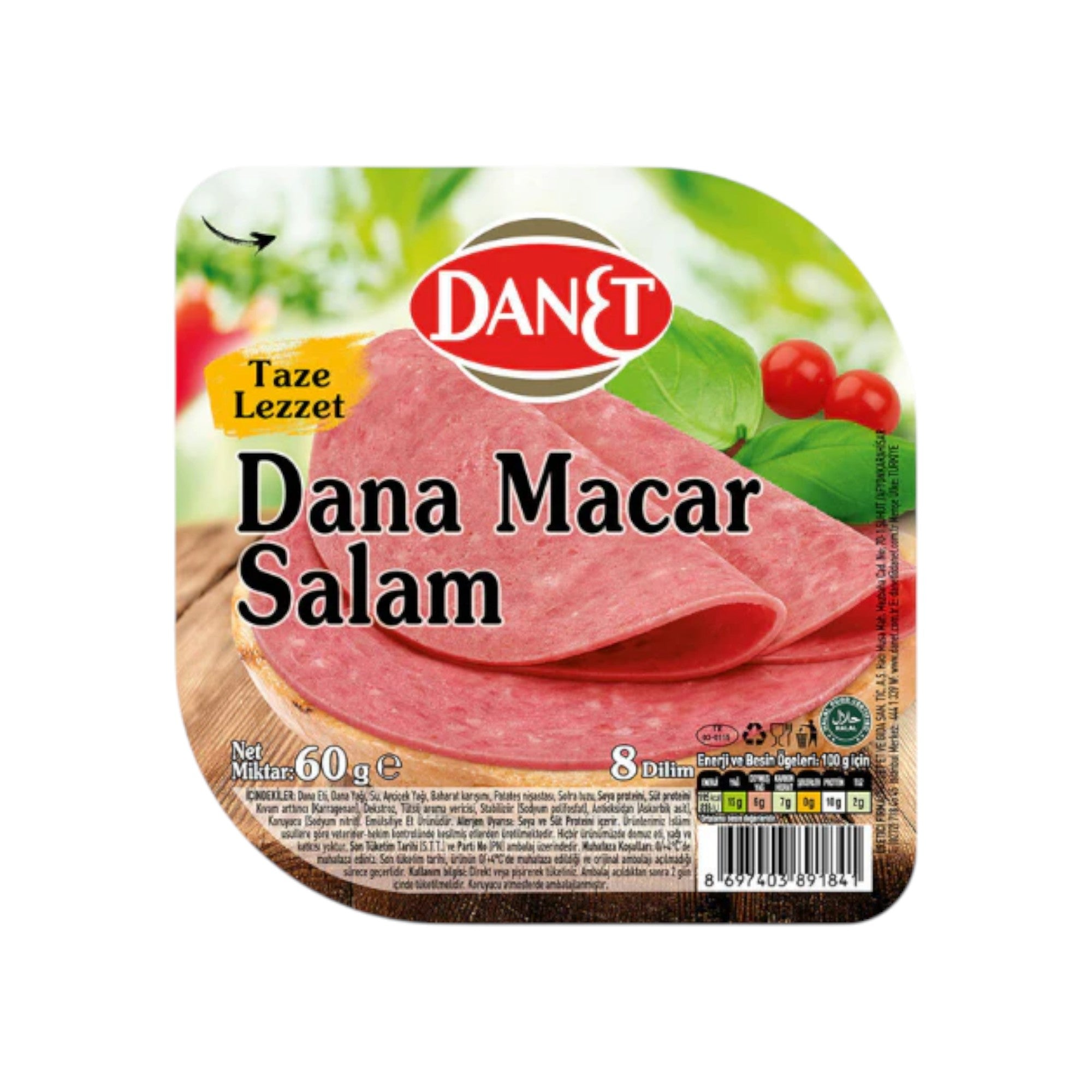 DANET BEEF SALAMI SLICED (DANA MACAR SALAM) 60GR
