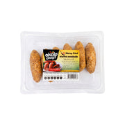 Prime Market AKALP Maras fried stuffed meatballs (Kibbeh) in a clear plastic container, 4 pieces visible.